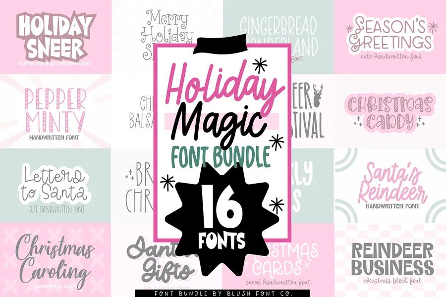 Holiday Magic Christmas Bundle — whimsical font preview