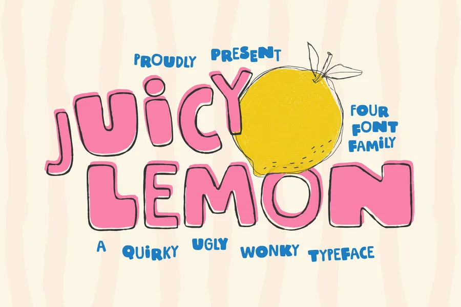 Juicy Lemon — whimsical font preview