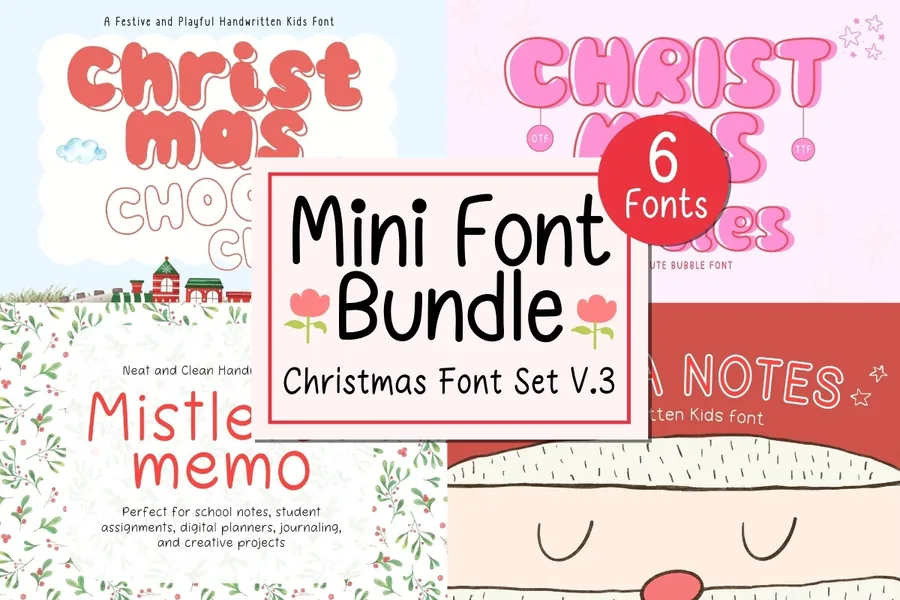 Mini Bundle Christmas Set V.3 — whimsical font preview