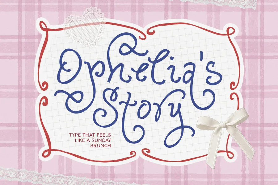 Ophelia Story — whimsical font preview