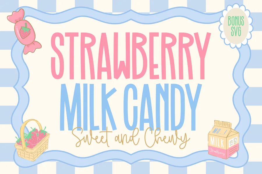 Strawberry Milk Candy — whimsical font preview